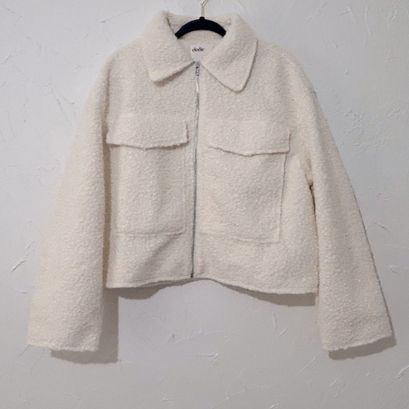 Elodie Women's Minimalist Cozy Full Zip Boucle Cream Jacket Sz XL - Picture 3 of 13